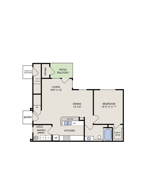 1 bedroom 1 bath garden apartment